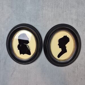 Silhouette Of Judge Samuel Curwen & Unknown Women Lot of 2 Vintage Tallimit Art